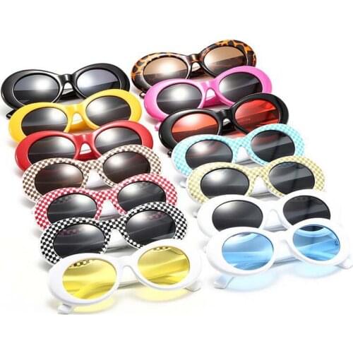 Women Oval Goggles Men Fashion Sunglasses Female Male Oval Sun Glasses Black White Red Eyewear UV400
