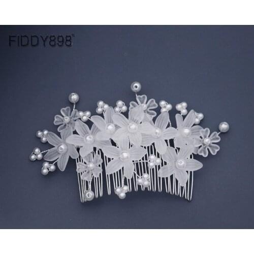 2020 New Arrival Flowers Wedding Comb With Pearls Hand-Made Bridal Headpieces Hair Accessories HS-J6279