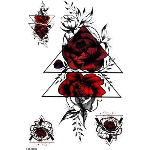 Dark Red Rose Waterproof Temporary Tattoo Sticker Flowers The Flash Tatoo Tatouage Temporaire Henna Tattoos Fake Tattoo Men