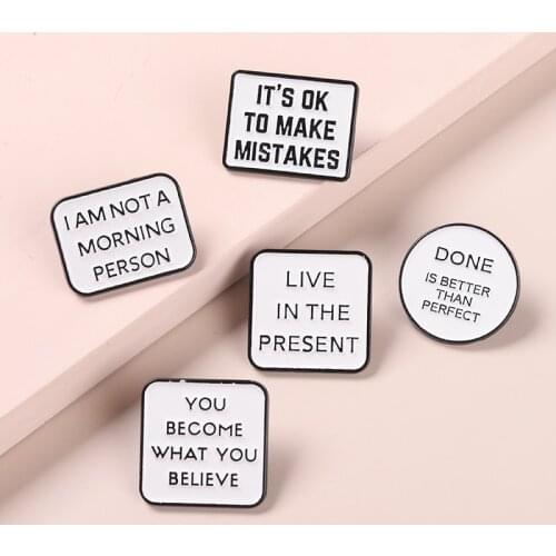 Funny Novel Quotes Enamel Pins Motivational Copywriting Brooches Bag Clothes Geometry Badge Lapel Jewelry Gift For Women Friends