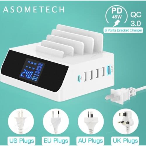 100W Quick Charge 3.0 USB charger 45W PD 3.0 Laptop Phone Charger Adapter HUB Fast Charger for iPhone 11 samsung S20+ S10 iPad