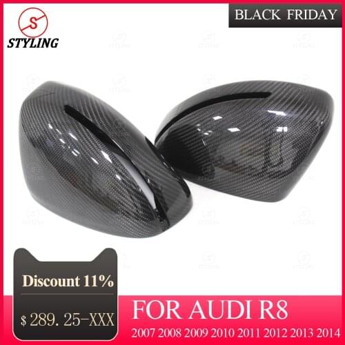 R8 Mirror cover For Audi R8 Carbon Fiber Side View Mirror Cover caps Replacement style 2007 2008 2009 2010 2011 2012