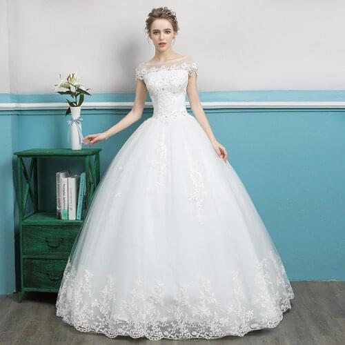 Wedding Dresses Illusion O-Neck Sequined Crystal Embroidery Short Lace Tulle Floor-Length Backless Luxury Women Bride Gown GB060