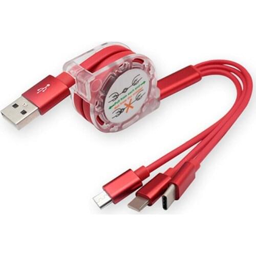 1 M Retractable 3 in 1 USB Cable For iPhone 12 11 8 7 X fast Charger Cord Micro USB Cable USB Type C Android Mobile Phone Cables