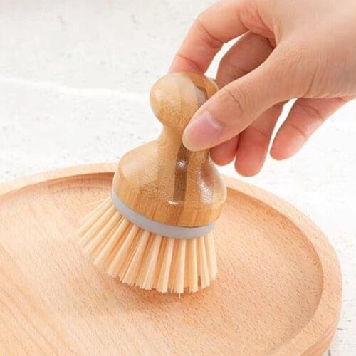 1pcs Palm Pot Brush Bamboo Round Mini Scrub Brush Natural Scrub Brush Wet Cleaning Scrubber for Wash Dishes Pots Pans Vegetables