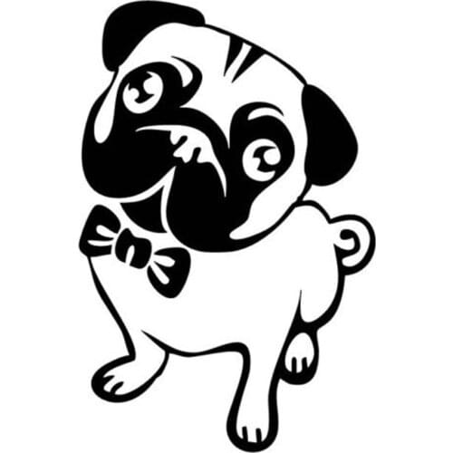 10*15.2CM Lovely Pug Dog Cartoon Car Sticker Fashion Personality Car Styling Stickers Black/Silver C6-1335