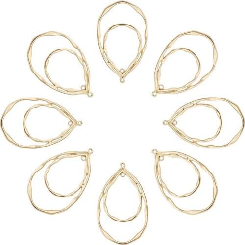 10pcs Alloy Links Connectors Frame Pendant Charm Teardrop Light Gold for Jewelry Making Handmade DIY Earring Accessories Finding