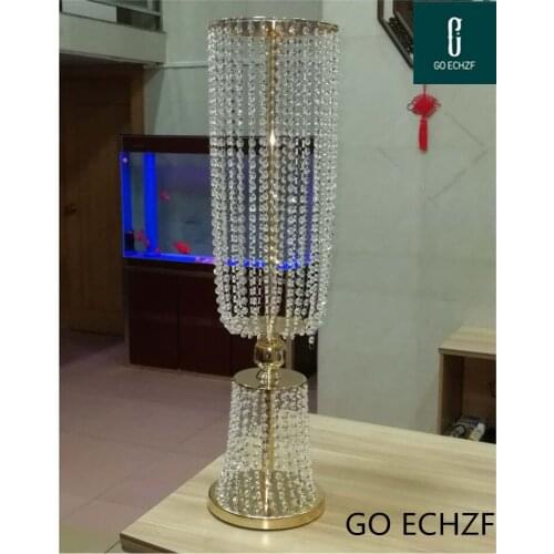 100cm Tall Acrylic Crystal Wedding Centerpiece Road Lead Stand Dinner Party Table Decoration Candlestick 1 Sets