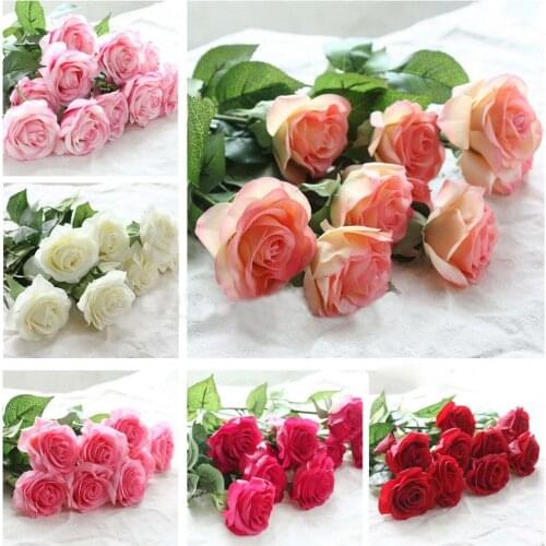 12pcs Latex Real Touch Rose Artificial Flowers for Wedding Home Party Decoration Fake Silicone Rose Flower Christmas New Year