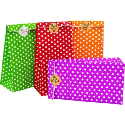 5pcs Stand Up Bag Dot Pure Kraft Paper Bags Candy Bag for Gift Wedding Decoration Cookie Favors Birthday Party 9X6X18cm