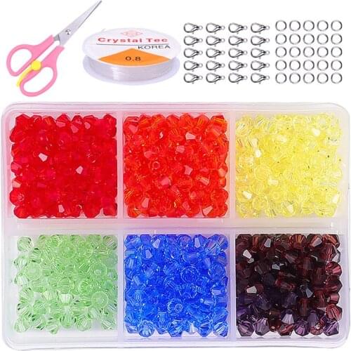 600Pcs Acrylic Beads Jewelry with Brass Lobster Claw Clasps Scissors and Elastic Wire Beads For Jewelry Making Supplies Kit