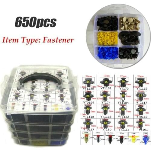 650 Pcs Auto Fastener Clip Mixed Car Body Push Retainer Pin Rivet Bumper Door Trim Panel Retainer Fastener Kit