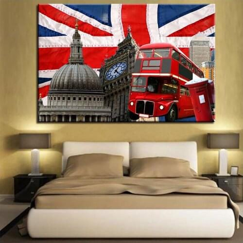 5d Diy diamond painting full square drill round diamond embroidery Red Bus London Big Ben City view mosaic rhinestoneZP-3277