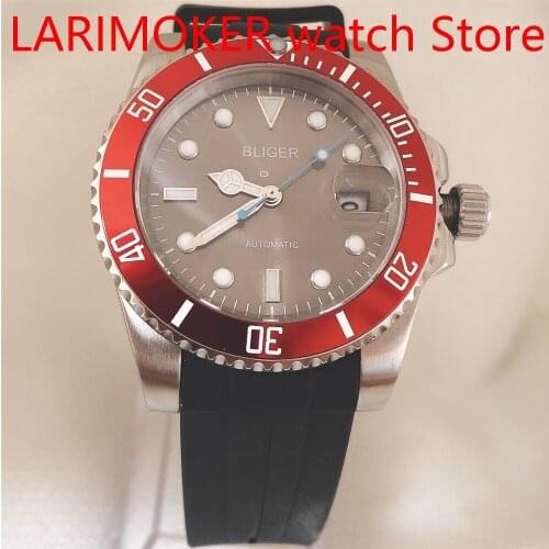 Automatic Mens Watch NH35/MIYOTA 8215 Movement Sapphire Glass Date Rubber Strap Aluminum Bezel Insert Luminous