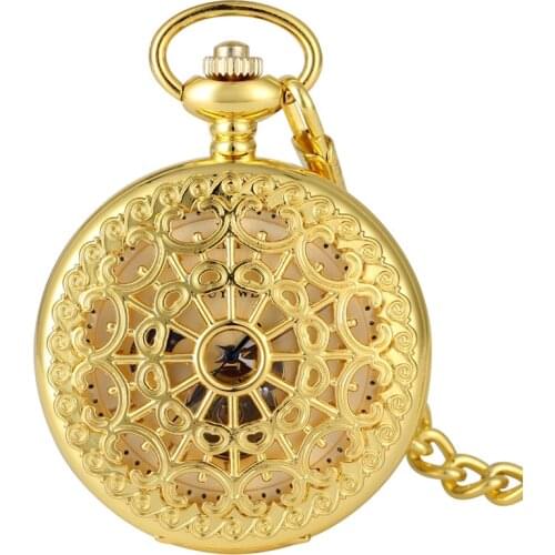 Antique Hollow Spider Web Pendant Clock Skeleton Hand Winding Mechanical Pocket Watch Roman Numerals Display Pendant Chain Gift