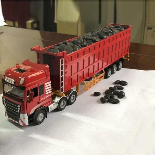 Childrens alloy toy dump truck tipper semi-trailer engineering large truck simulation boy truck model W95