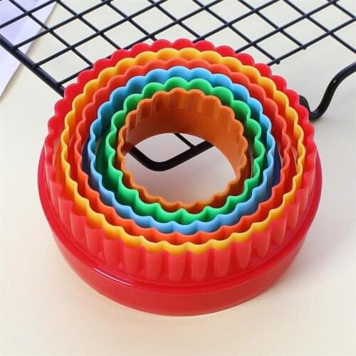 6pcs/Set 6 size Plastic Cupcake Round Shape Cookie Cutter Cake Mold Biscuit Fondant DIY Cake Kitchen Cooking Tools