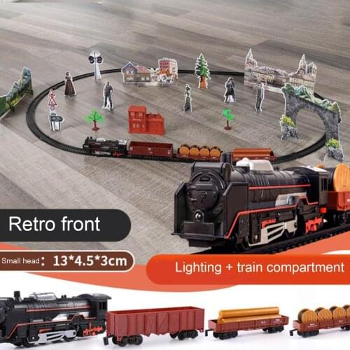 Classic Retro Electric Railway Tracks Car Simulation Train Children Gift Kid Toy Parent-child Interactive Education Toys Games