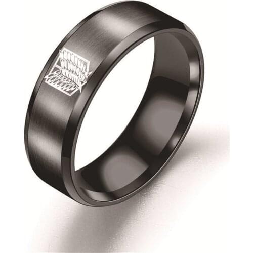 Anime Attack on Titan Stainless Steel Ring Wings of Liberty Flag Finger Rings Anime Logo Rings for Men Women Jewelry Gifts