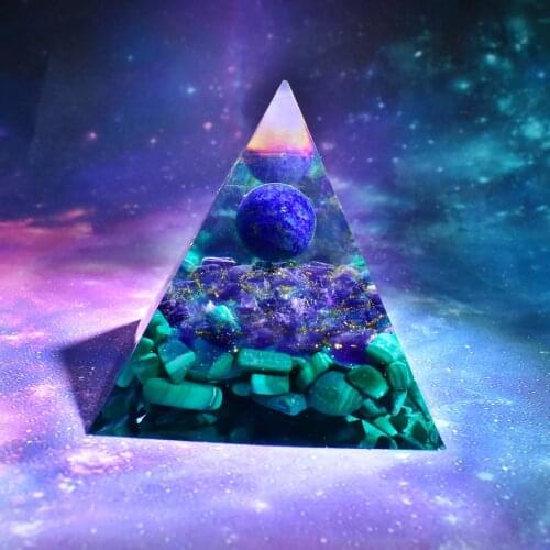Handmade Lapis Lazuli Sphere Orgone Pyramid Amethyst Malachite Crystal Healing Orgonite 60mm