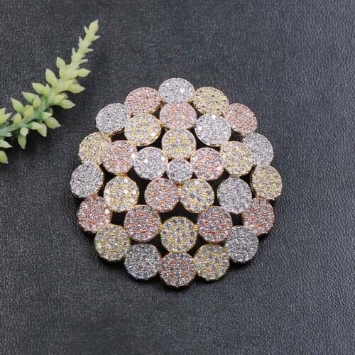 Vanifin Fashion Jewelry Distinctive Gyrate Round Micro Pave Sandblast Brooch Pendant Dual Use for Engagement Luxury Bridal Gift