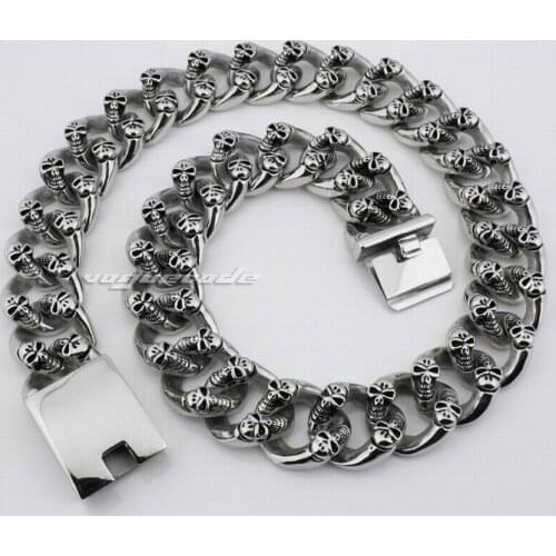 316L Stainless Steel Huge Heavy Skulls Link Chain Mens Biker Rock Punk Necklace 5F005N 18" ~ 36"