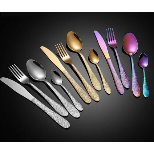 Tableware Black Cutlery Set 24 Pcs Stainless Steel Cutlery Box Forks Knives Spoons Dinner Set Kitchen Spoon Set304