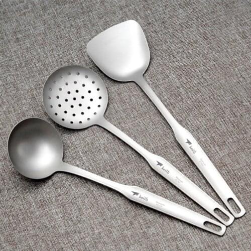 Keith Titanium Picnic Cookware Set Cooking Shovels Soup Spoon Colander Cooking Spatula Camping Cookware Ti8703