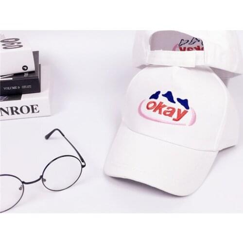 Snow Mountain okay Letter Embroidery Print New Summer And Spring White Unisex Baseball Cap Fashion Hip Hop Adjustable Casual Cap