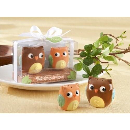 Newest party favors Owl Always Love You Ceramic Salt and Pepper Shakers Wedding gifts 240pcs=120pairs/lot free shipping
