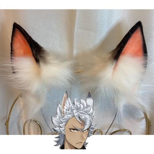 New Handmade Work Twisted-Wonderland Cosplay Prop Wolf Fox Ears Hairbands Hairhoop Headwear Tail Set for Game Party