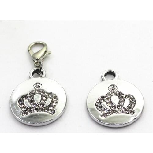 New Arrive 10pcs Crystal Crown Charms Lobster Clasp Charms Diy Jewelry Accessory For Bracelets Floating Hanging Charms