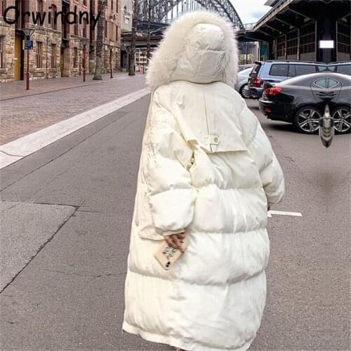 Orwindny 2021 New Fashion Long Parkas Women Zipper Oversized Warm Jackets Female Snow Wear Cotton Padded Clothing Large Fur Coat
