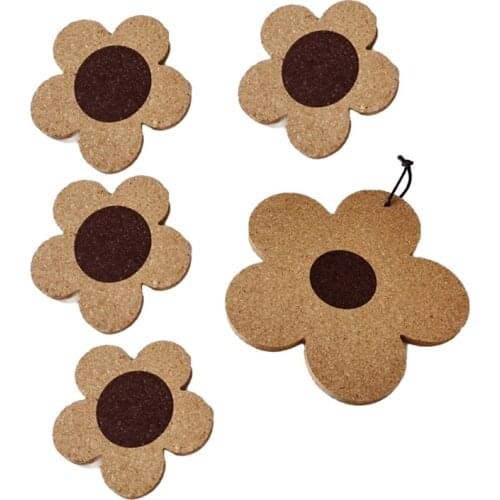 Flower Shaped Cork Cup Coaster Kitchen Decoration Heat Resistant Table Mat Wine Dish Drink Mug Coasters