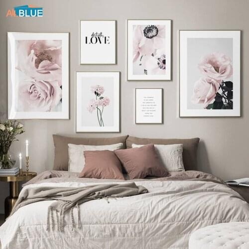 Pink Flower Canvas Posters And Prints Wall Art Flowers Paintings Modern Nordic Decoration Pictures Home Decor Gift For Girl Room