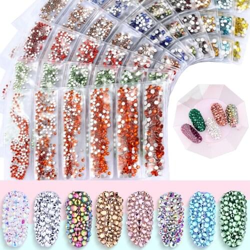 Clear Nail Art Crystal Rhinestones 1.6-3.0MM Non-Glue on Rhinestone Mix sizes Crystal Stones use for Nail Art Decoration