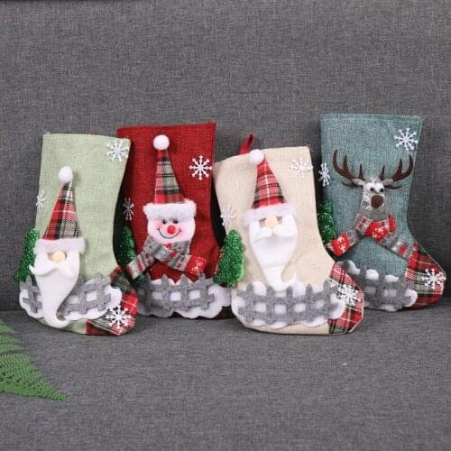 Christmas Stockings Santa Candy Bag Sock Gift Kids Candy Bag Xmas Decoration for Home Christmas Tree Ornaments Navidad