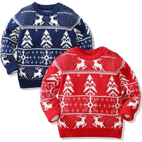 2020 Christmas Knitted pullover Kids Baby Girls Boys Long Sleeve Pullovers Sweater Xmas Knitting Cotton Outwear Children Clothes