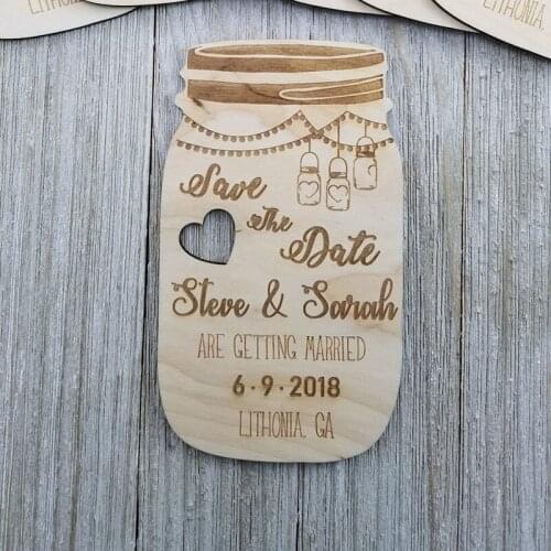 Save the Date,Mason Jar Wedding Invitation , Custom Wedding Announcement,Rustic Invite Wood Invitation