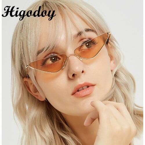 Higodoy Vintage Metal Cat Eye Women Sunglasses Triangle Small Frame Goggle Retro Sunglasses Women Uv400 Gafas Mirror Sol Glasses