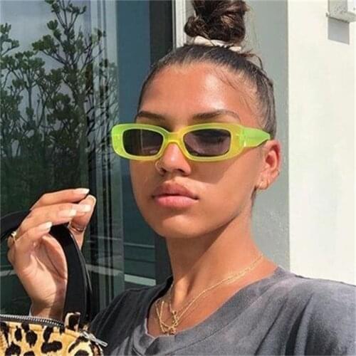 Green Rectangular Womens Sunglasses 2020 Vintage Plastic Square Funny Luxury Glasses Men Female Small Frame Sunglasses UV400