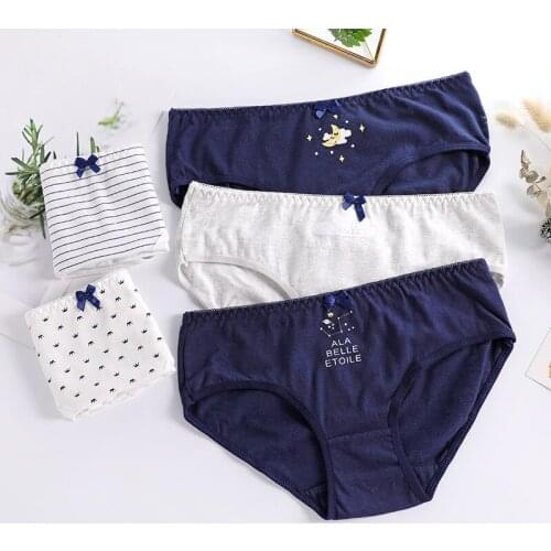 2020 new girls underwear 5pc/lot lace cotton low waist lovely print briefs young girl panties Teenager navy hot sales