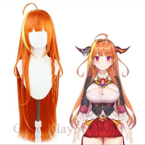 VTuber Kiryuu Coco Wig Hololive Cosplay Girls Orange Mixed Yellow 90cm Long Braided Hair Synthetic Hair Kawaii Lolita Role Play