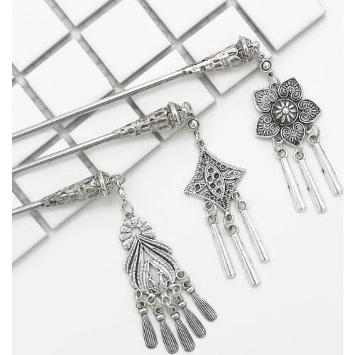 Chinese Style Alloy Hair Jewelry Accessories Acetate Chopstick Vintage Hair Stick Women Girls Long Hair Stick Charm Metal Hairpi