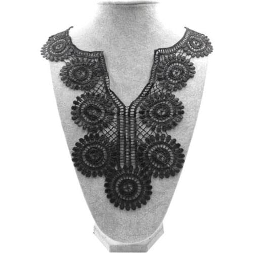 1 Piece Polyester Embroidery Fower Lace Fabric Sewing Applique DIY Lace Collar Neckline Wedding Supply Free Shipping