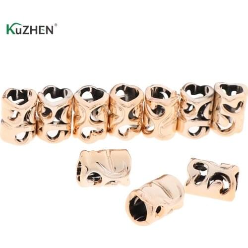10Pcs/Lot Plastic Golden Micro Hair Coil Dread Braids Tube Rings Dreadlock Beads Adjustable Cuffs Clips For Hair Accessories