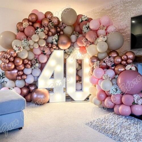 124pcs Macaron Pink Wedding Birthday Party Backdrop Baby Shower DIY Rose Pink Holidays Dinner Table Decoration Balloon Garland