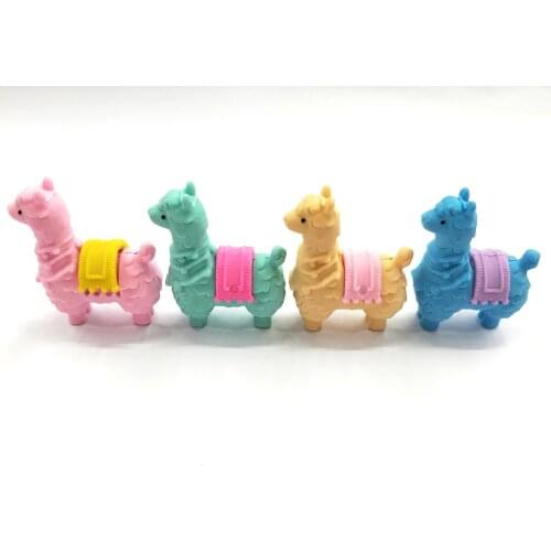 20 pcs creative super cute alpaca styling eraser student detachable combination animal eraser stationery for school
