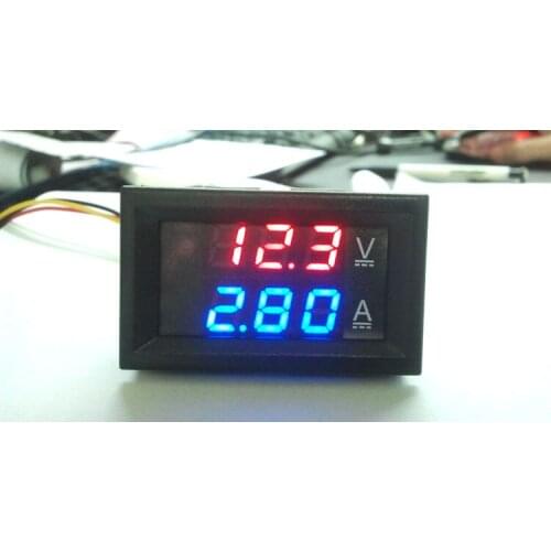 5pcs/lot DC0-100V 0-10A LED DC Dual Display Digital Voltage Ammeter with Fine Adjustment