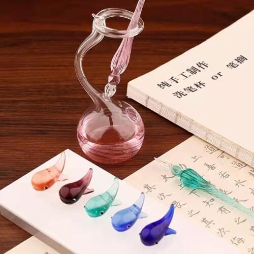Glass Dip Pen Base Signature Pen Holder Blue Whale Shape Pen Holder Essential Accessories for Calligraphy Lovers Chopstick Rest